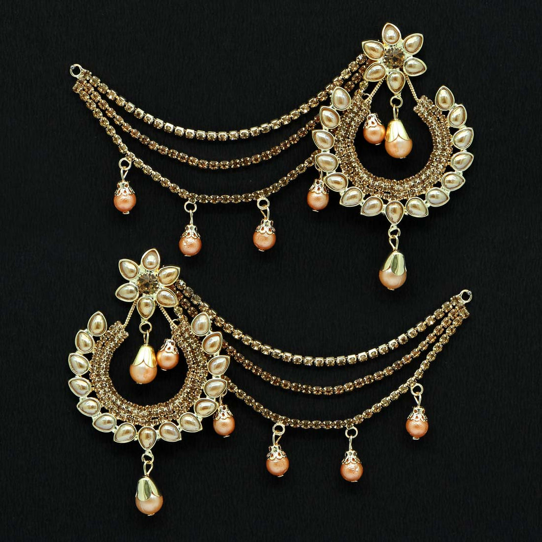 Gold Rhinestone Bahubali Earrings