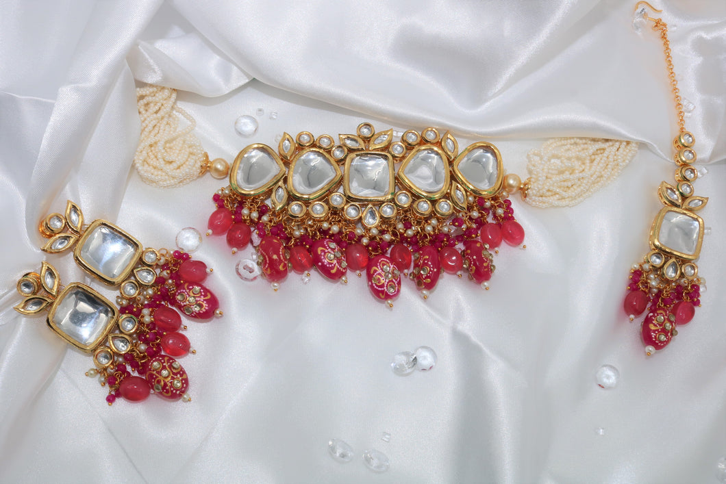 Kundan Style set in Red