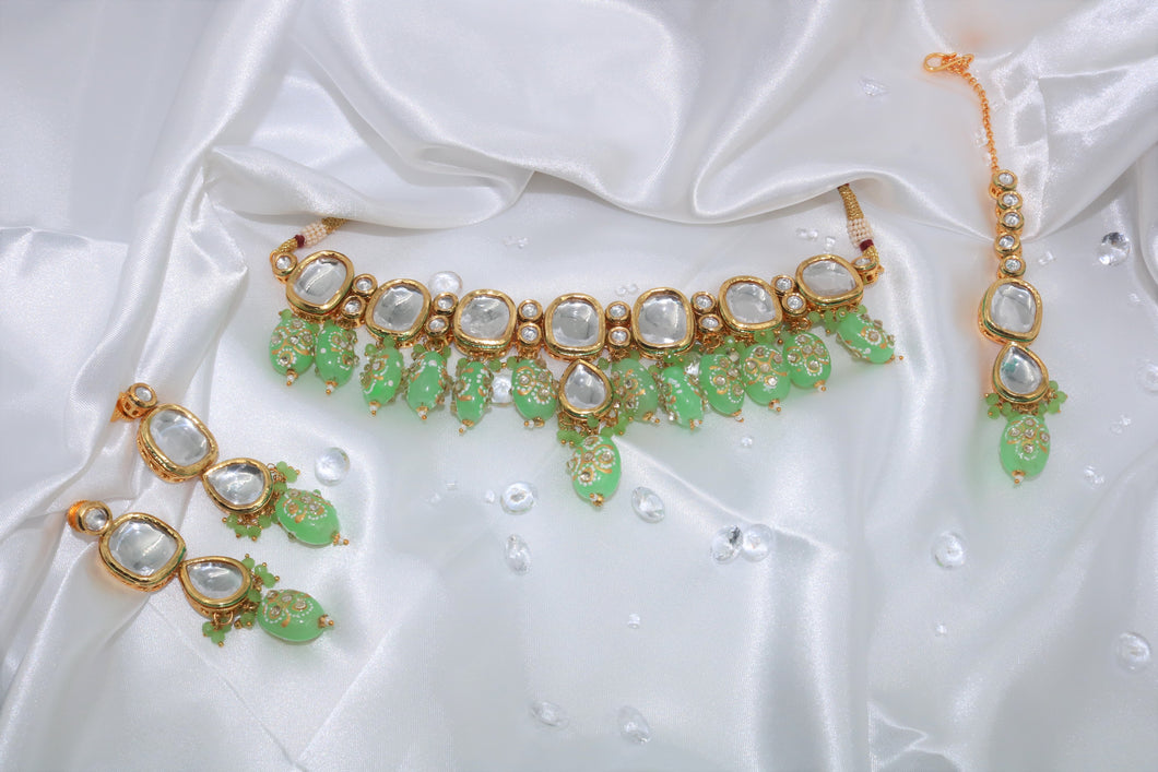 Kundan set in Green