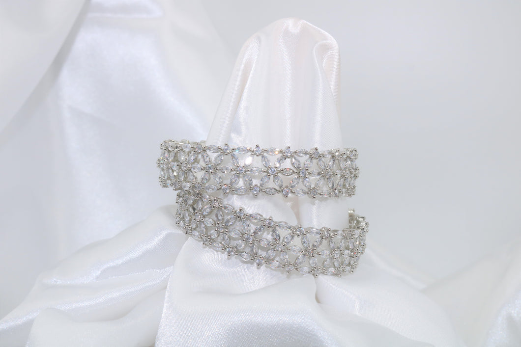 Silver Flower Bangle